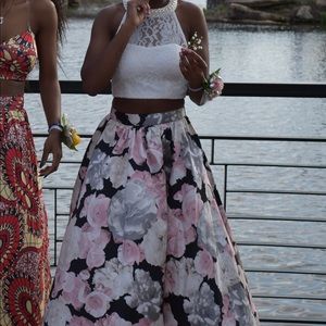 Two piece prom dress with lace top